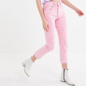 AGOLDE Riley High-Rise Straight Crop Jeans Potion Pink Distressed